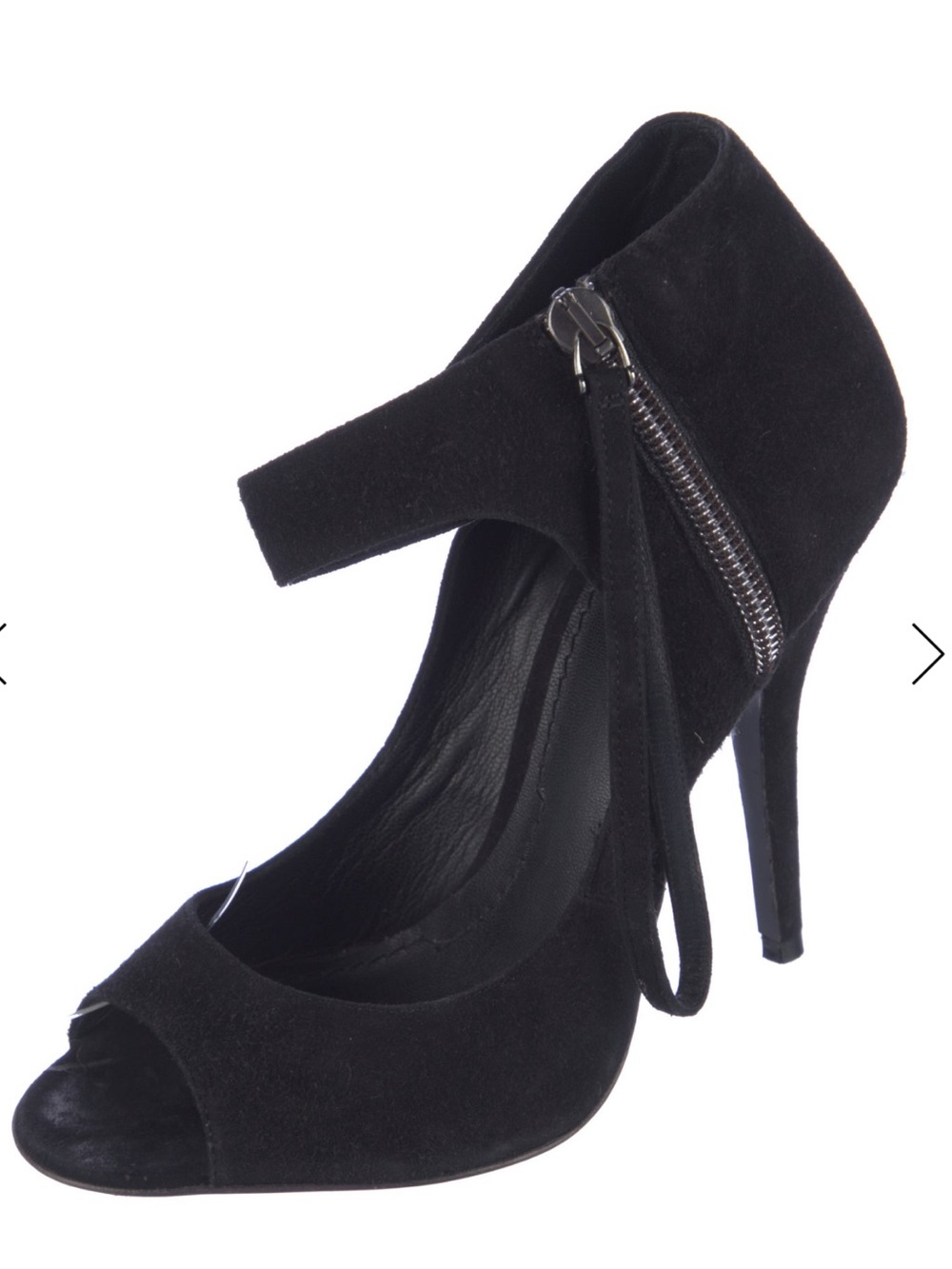 Givenchy Black Suede Peep-Toe Stiletto with Side Zip size 6.5